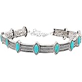 Bafuny Boho Turquoise Choker Necklace Chunky Silver Necklace Vintage Turquoise Collar Necklace Western Neck Jewelry for Women