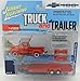 Johnny Lightning 1950 Chevrolet Pickup Truck with Open Car Trailer Red 1:64 Diecast JLSP018