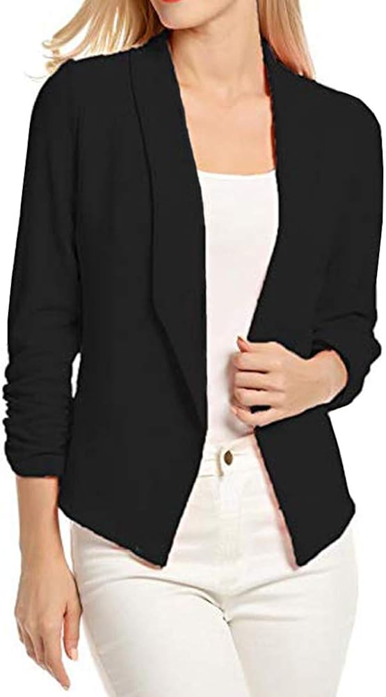 Alphahope Arbeitsmantel für Damen, Blazer, 3/4Ärmel, Blazer offen
