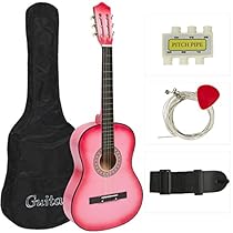 Best Choice Products Beginners Acoustic Guitar with Case, Strap, Tuner and Pick, Pink
