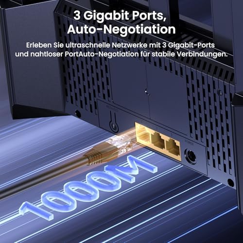 WiFi 7 Router, BE3600 Dualband Gigabit Vertikal-Router, Bis zu 3,6 Gbps, 5 High-Power FEMs, 3 Gigabit-Ethernet-Ports, MLO, VPN, Kindersicherung, AP-Modus, Einfache Einrichtung (RE3L)