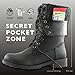 DailyShoes Womens Military Up Buckle Combat Boots Ankle Mid Calf Fold-Down Exclusive Credit Card Pocket