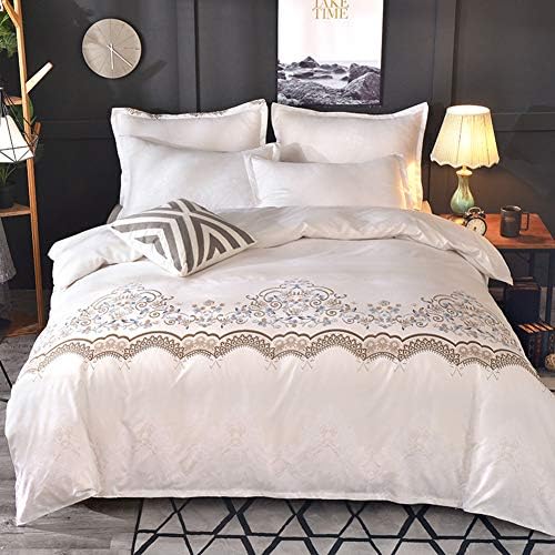 Duvet Cover 3 Piece Set -Microfiber Comforter Duvet Cover- Light Flowers Printed on Bright White Quilt Cover-Hypoallergenic Breathable Soft,240x220