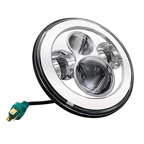 Chrome Harley Daymaker 7inch LED Headlight with 4.5inch Matching Chrome Passing Lamps for Harley Davidson Motorcycles with Adapter Ring