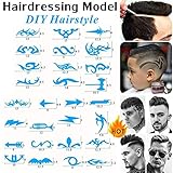 Connoworld 16pcs Hairstyle Ideas Variety Barber Hairdressing Model DIY Cool Hairstyles Stencil Hairdressing Carving Pattern Accessories Hair Styling Tattoo Template Trimmer Hair Salon Pattern Tool