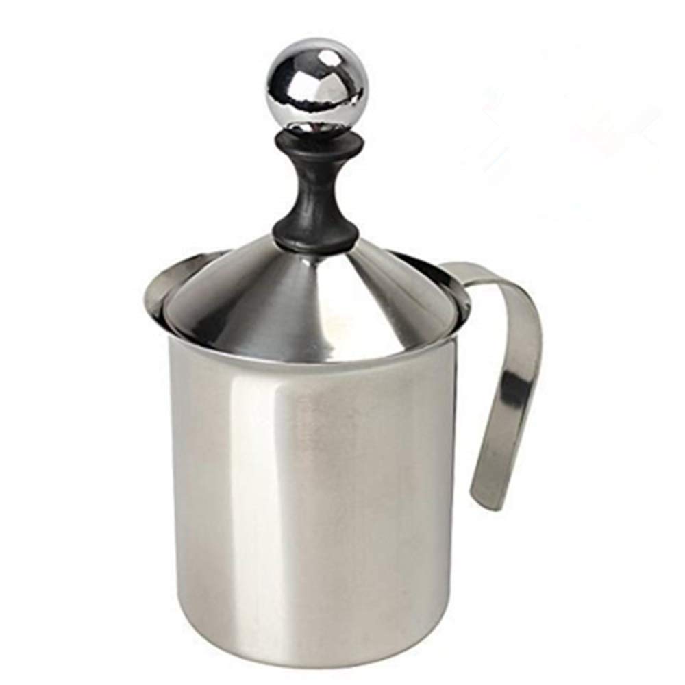 Milk Frother, HomeGoal Stainless Steel Manual Milk Foamer, Handheld Coffee Milk Frothing Pitchers,Manual Operated Milk Foam Maker for Cappuccino Coffee Latte Hot Chocolate(14-Ounce/400ml)