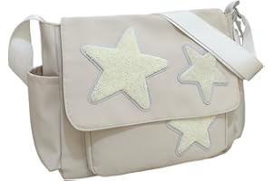 YILCER Cute Messenger Bag, Aesthetic Crossbody Bag, Y2K Star Grunge Shoulder Purse for Women Girls School