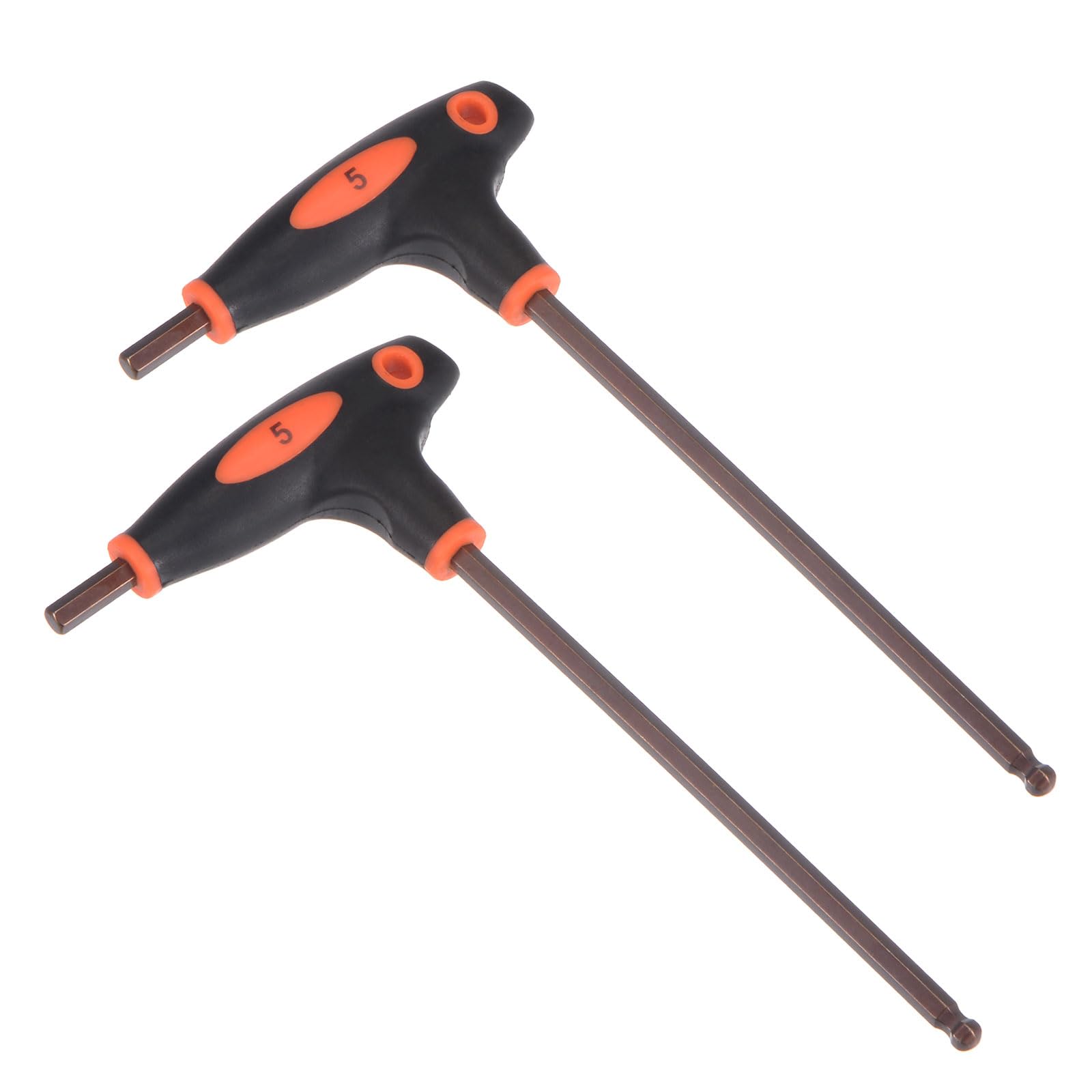 CoCud T-Handle Ball End Hex Key, 5mm Hex, S2 Steel Metric T-Key Wrench Red - (Applications: for Basic Home Repair and Mechanical Maintenance), 2-Pieces