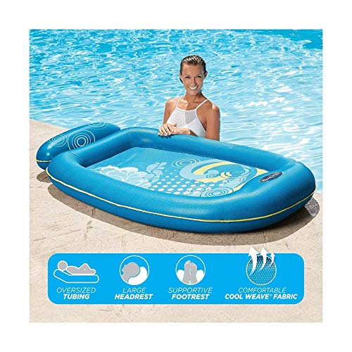 Aqua Leisure 2 Pack, Ultra Comfort Water Pool Lounger, X-Large with Foot/Headrest & Deluxe Pool Chair, Blue Waves