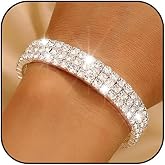 Sakytal Rhinestone Open Cuff Bracelets Crystal Tennis Bangle Bracelet Prom Party Wedding Bangles Jewelry for Women