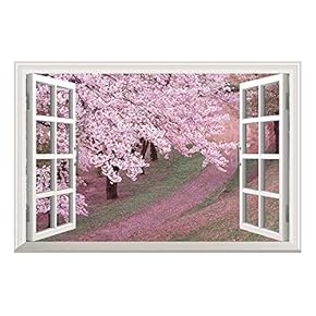 Self-Adhesive Wallpaper Large Wall Mural Series (24" x32, Pink Cherry Blossom Spring)