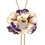 Jemry and Jewelry Enamel Flower Long Chain Pendant Necklace for Women Adjustable Length 37