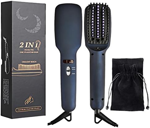 Hair Straightener Brush, MCH Heating Hair Straightening Ionic brush, LCD Display + Adjustable Temperatures + Anti Scald + Anti Frizz, Portable Hot-Air Brushes