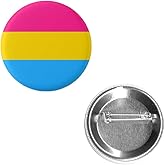 Pansexual Pan Pride Flag Pin 2.25” Round Circle Shape Metal Button Pin Badge Pinback 2.25 inch Pin 57 mm 5.7 cm