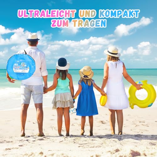 Baby Paddling Pool with Roof, Pop-Up Beach Shelter, Baby UV Protection 50+ with Storage Bag, 4-in-1 Portable Baby Pool with Sun Protection, Summer Must-Haves for Beach, Holiday, Camping and Picnic