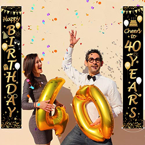 2-Pieces-40th-Birthday-Party-Decorations-Cheers-to-40-Years-Banner-40th-Party-Decorations-Welcome-Porch-Sign-for-40-Years-Birthday-Supplies-40th-Birthday