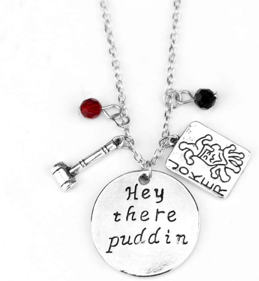 Fnito necklace fashion Hey there Puddin letter statement Necklace Hammer,Crystals Jewelry lovers gift gift