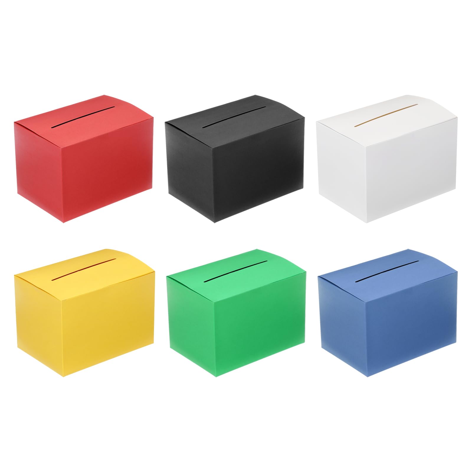 PATIKIL Raffle Box, 6 Pcs 6.5 x 4.5 x 4.5 Inch Cardstock Ballot Box with Removable Header Board for Suggestion, Collection, Tip, Donate, Voting, 6 Colors