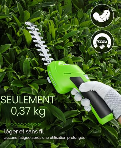 PINOZE Cordless Lawn Shear and Hedge Trimmer - 2 in 1 Portable 7.2V, Small Electric Bush Shearer, 2.0Ah Rechargeable Battery Powered for Garden, Yard, Lawn Care