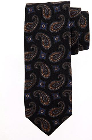 Robert Jensen Finest Silk Handmade Men's Neck Tie - Printed - Madder Paisley (Black)