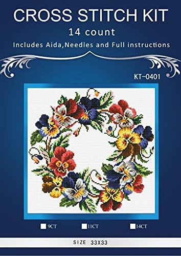 Oneroom 33x33cm Wall Home Decor Cartoon Beautiful wreaths White Canvas 14ct DMC Counted DIY Cross Stitch Kits Cross-stitch Set Embroidery Needlework Similar Dim