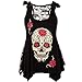 Beautife Women's Skull Print Lace Shirt Patchwork Sleeveless Tank Tops Plus Size