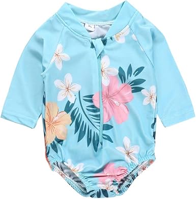 baby swim long sleeve zip suit