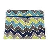 Logan + Lenora Wet + Dry Diaper Clutch - Carry Wipes, Diapers, Creams, Cloth Pads, Breast Pads, or Toiletries - Cloth Diaper Wet Bag with Dry Pocket - Made in USA - Waterproof - Chevron (Blue ZOOM)