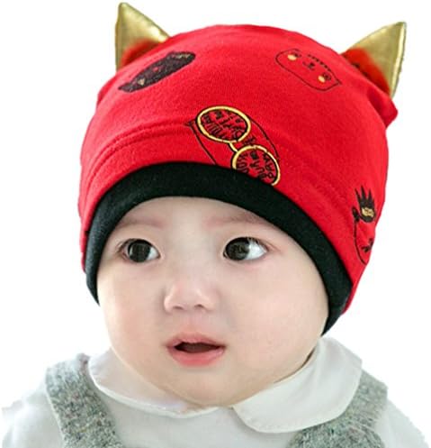 MONICAR Unisex Baby Kids Winter Warm Fashion Cute Cat Beanie Hat Cap (Red)
