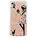 iPhone 7 Case, JAHOLAN Cute Design Clear Bumper TPU Soft Case Rubber Silicone Skin Cover for iPhone 7 - Flower Pretty Girl