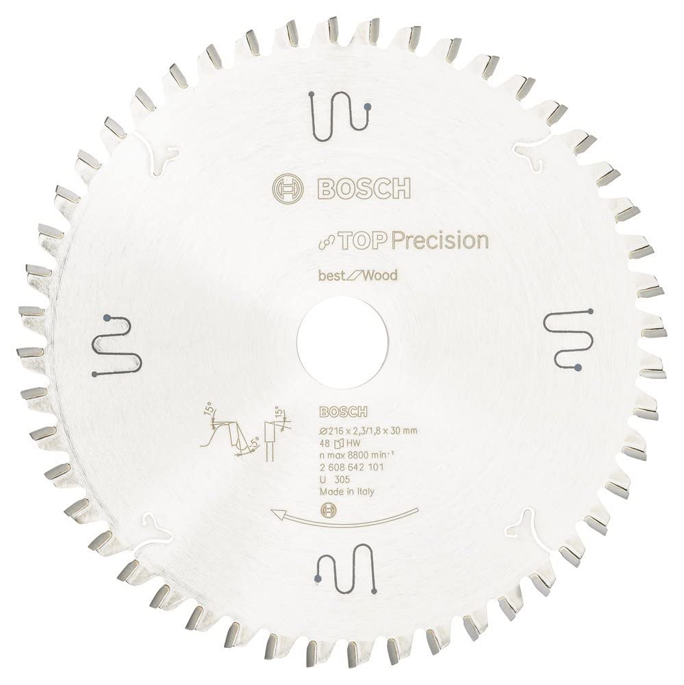 Bosch 2608642101 BSWOB 48 Tooth Top Precision Circular Saw Blade, 0 V, Silver