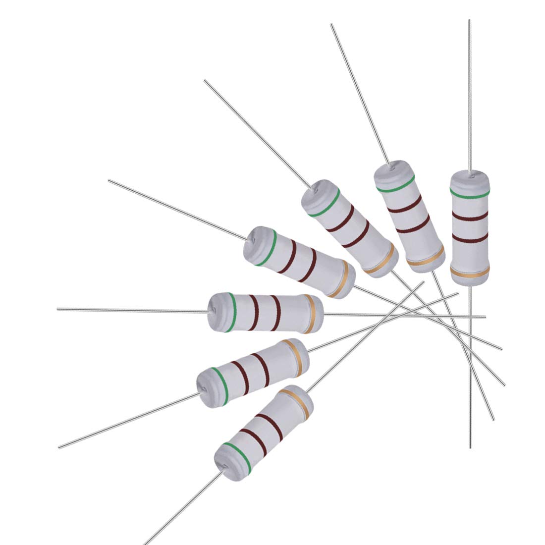 uxcell 20Pcs 510 Ohm Resistor, 3W 5% Tolerance Metal Oxide Film ...