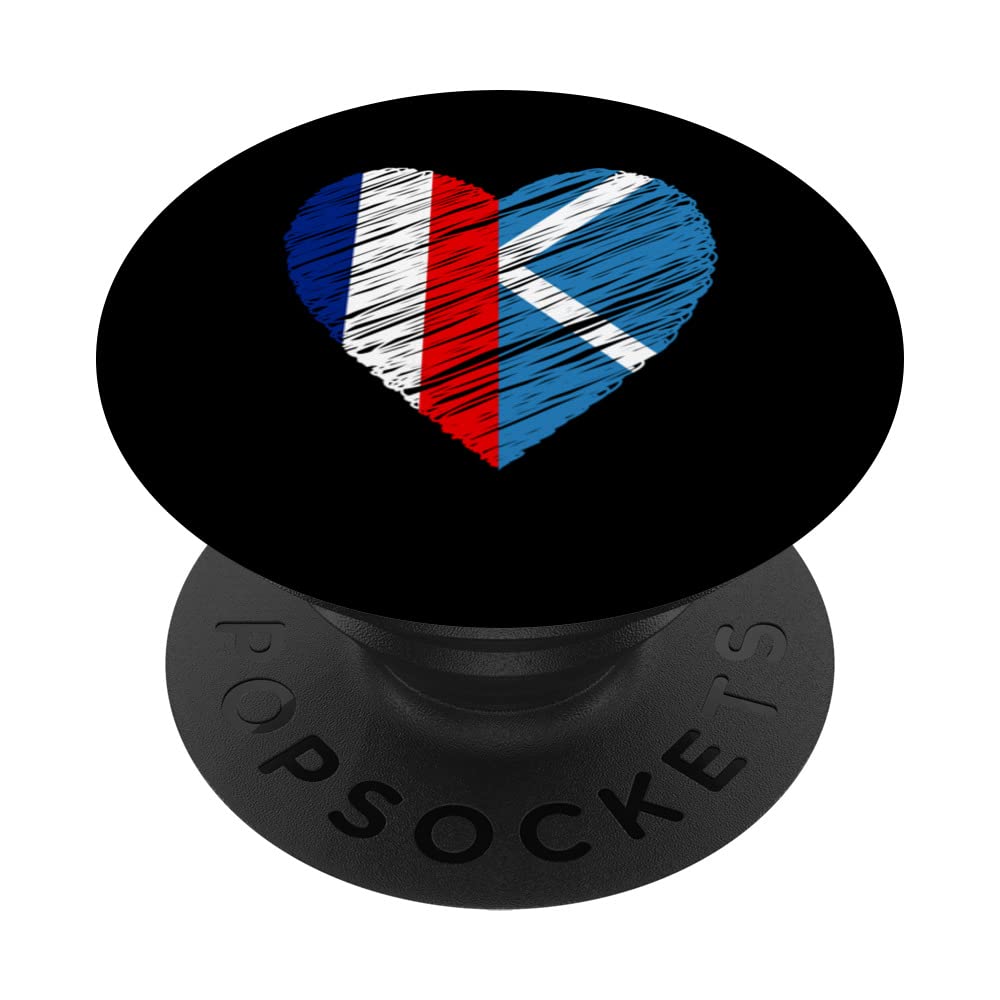 Scotland France Heart French Flag Scottish Flag Love Heart PopSockets Swappable PopGrip