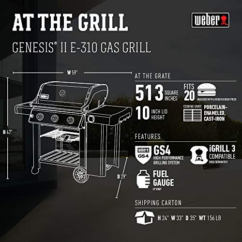 er Genesis II E310 Liquid Propane 3Burner Grill, Black Pricepulse