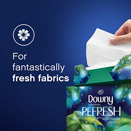 DOWNY INFUSIONS DRYER SHEETS LAUNDRY FABRIC SOFTENER, REFRESH, BIRCH WATER & BOTANICALS, 200 COUNT