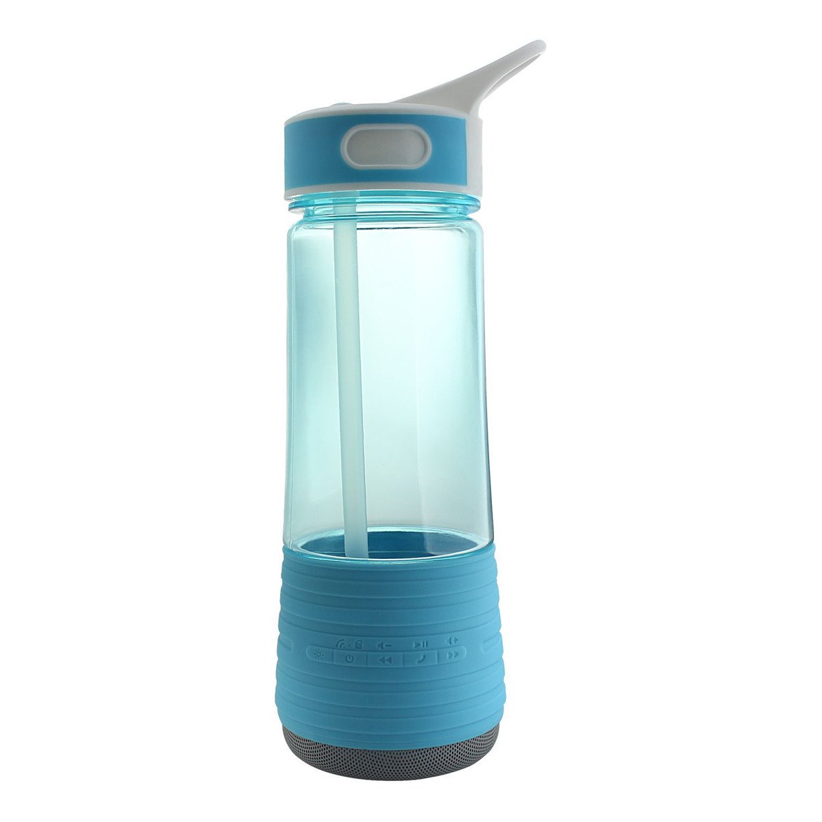 cAoku 3 in 1 Drink Water Bottle with Straw & Bluetooth Outdoor Speakers & Safety Light | BPA Free Water Bottle | Wireless IPX7 Waterproof Rechargeable Stereo Mini Speaker | Strobe Light