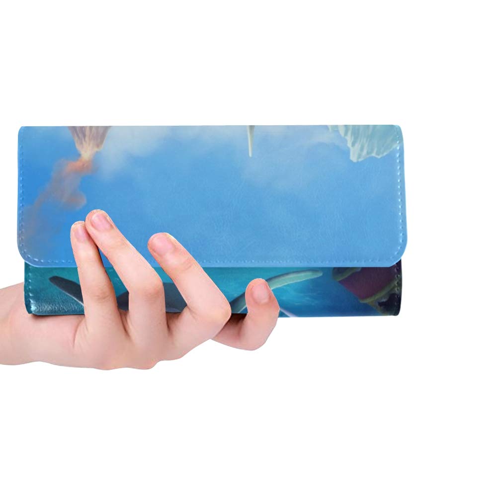 Unique Custom Hungry Shark World X Ios Android Shark Women Trifold Wallet Long Purse Credit Card Holder Case Handbag