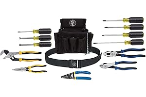 Klein Tools 92914 Tool Kit, Tool Set Includes Basic Tools, Pouch and Belt for Journeyman, Linesman, Professionals and Homeown