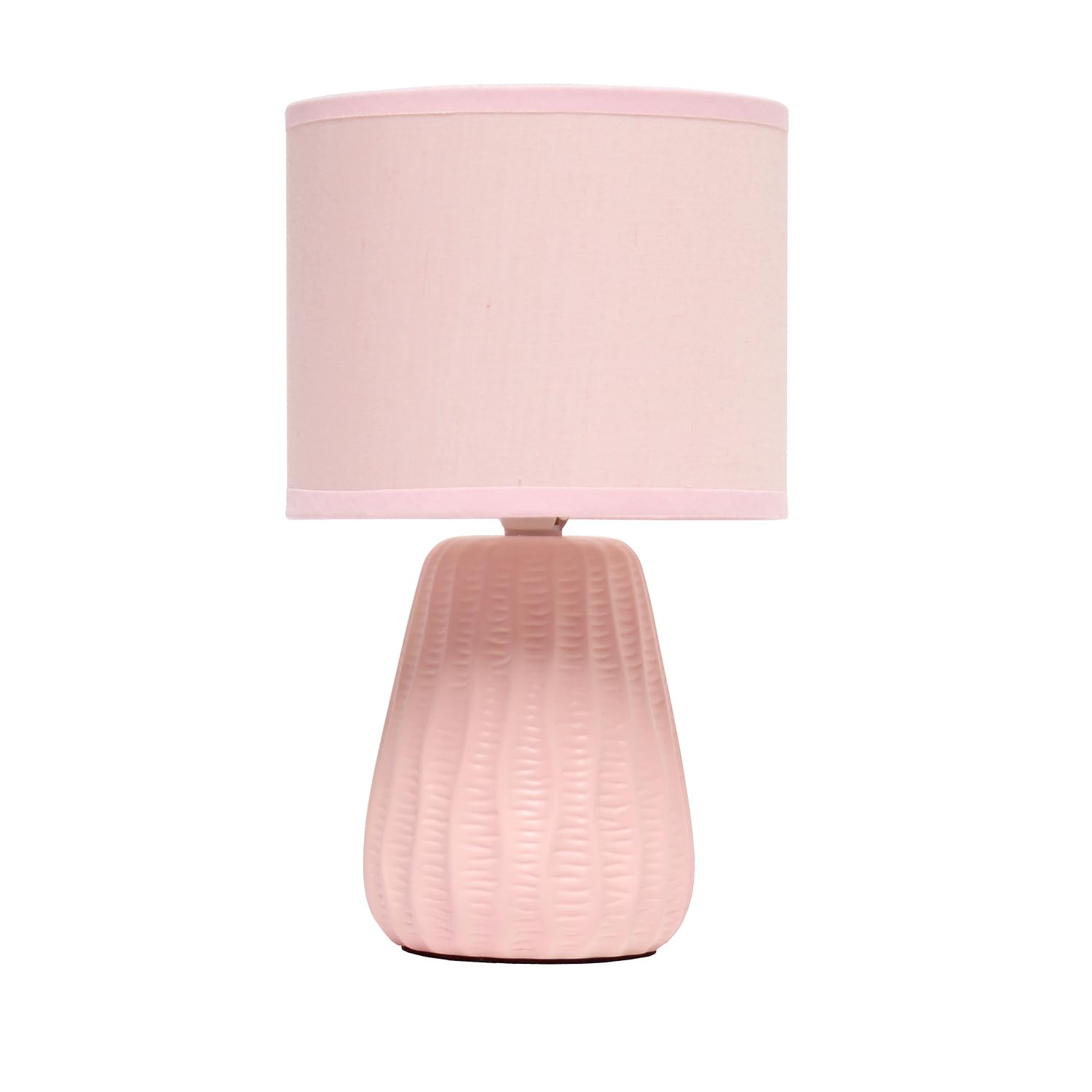 Photo 1 of Simple Designs LT1138-LPK 11.02" Traditional Mini Modern Ceramic Texture Pastel Accent Bedside Table Desk Lamp w Matching Fabric Shade for Decor,Bedroom, Nightstand, Living Room, Entryway, Light Pink