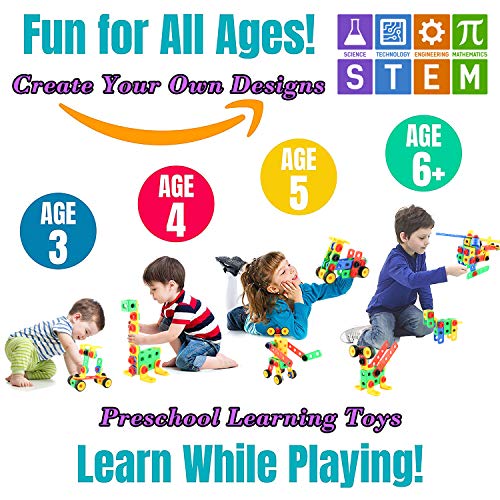 MEIGO STEM Learning Toys - Toddlers Educational Construction Engineering Building Blocks Set Best Preschool Gift Kit for Kids 3 4 5 6 7 8 Year Old Boys Girls (117pcs Upgraded Version) - Thumbnail 4