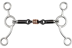 LNQ LUNIQI Stainless Horse Snaffle, Western All Purpose Rings Horse Snaffle Black Steel Double Jointed Mouth Snaffle Bit Wire