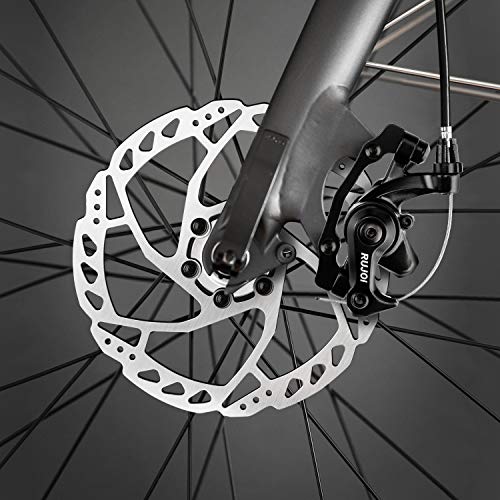 RUJOI Bike Disc Brake Rotor, 160mm Bicycle Disc Rotor with 6 Bolts and Caliper Adajuster Fit for Road Bike, Mountain Bike,MTB, E-Bike (2 pcs rotors with 12 Bolts Screw)