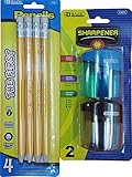 The First Jumbo Premium Yellow Pencil with Dual Blades Sharpener. 1 Set of Pencils (4 Pcs) and Sharpener (2 Pcs, -Colors May Vary-). Plus Free Bonus 1 Eraser.