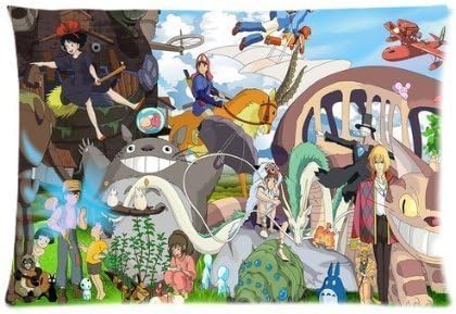 Ur pillowcase Generic Studio Ghibli Character Theme Custom Zippered Pillowcase Cover Pillow Cases Standard Size 16x24 Inches (Twin sides)