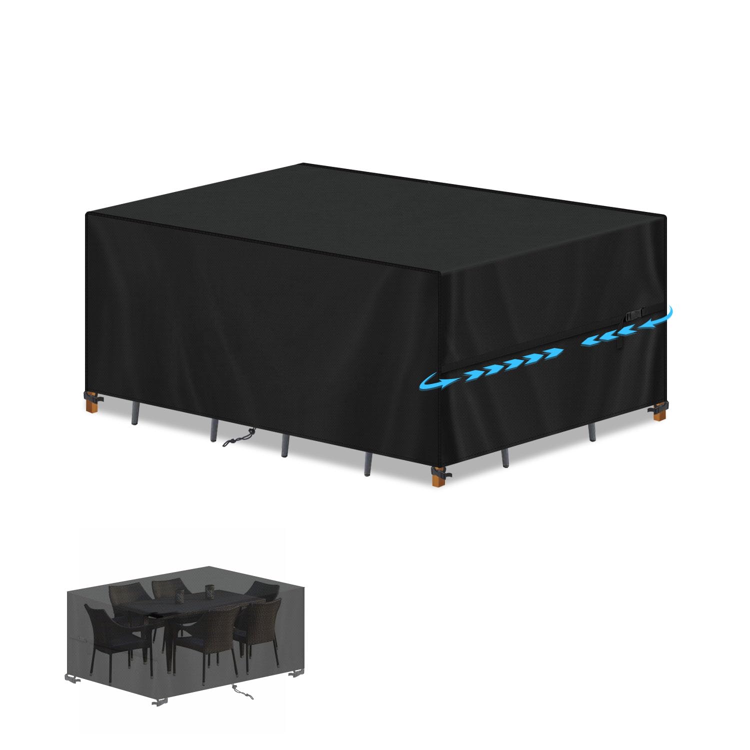 SIMPHAUS Outdoor Furniture Covers Waterproof,Patio Set Covers for Garden Table and Chairs Set,Outdoor Dining Table Cover with Drawstring,Windproof,Anti UV,420D Oxford Fabric 140x80x75cm