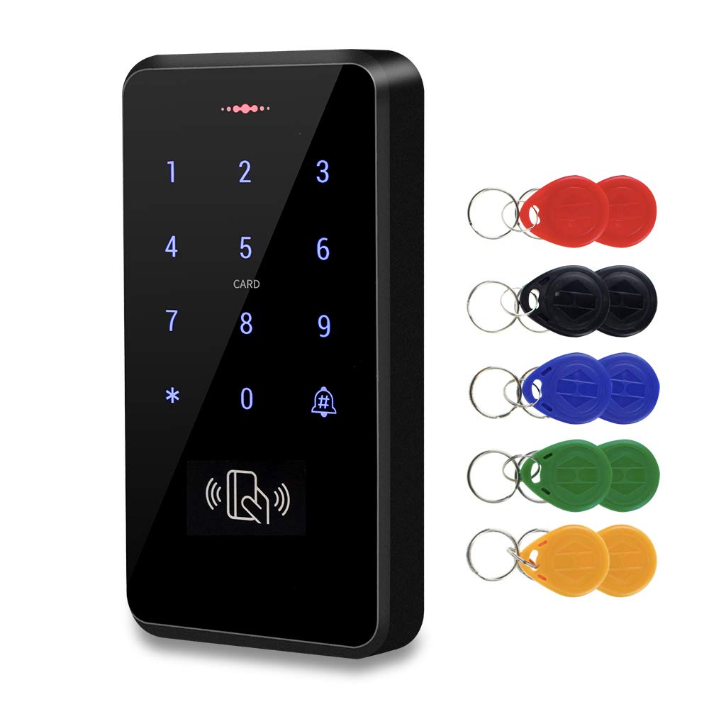 FST IP68 Waterproof Access Control Keypad Outdoor RFID Keyboard Access Controller WG26/34 Touch Panel + 10pcs Keyfobs for Door Access Control System