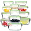 Glass Food Storage Containers with Lids, [24 Piece] Airtight Glass Storage Containers, Leak Proof Glass Meal Prep…
