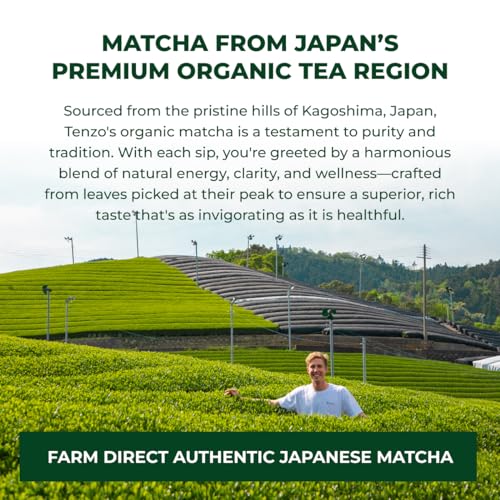 Tenzo Matcha Green Tea Powder, Organic Cafe Sweetened Matcha Latte Green Tea Powder, Ceremonial Barista Crafted Mix - Authentically Japanese - Matcha Latte Mix (35.27 Ounce)