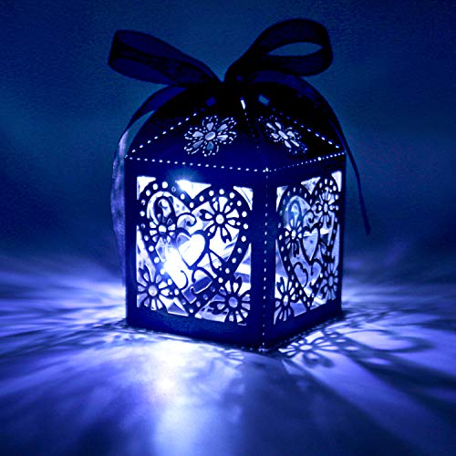 COTOPHER 100 Pack Love Heart Laser Cut Candy Boxes Wedding Party Favor Boxes Small Gift Boxes for Wedding Bridal Shower Baby Shower Birthday Party (100, Navy)