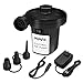 MIMAX Electric Air Pump Air Mattress Pump Portable Air Pump Quick-Fill Inflator Deflator 110V AC/12V DC with 3 Nozzles for Inflatables Air Bed Boat Raft Mattress Outdoor, Car Use, Indoor, Black